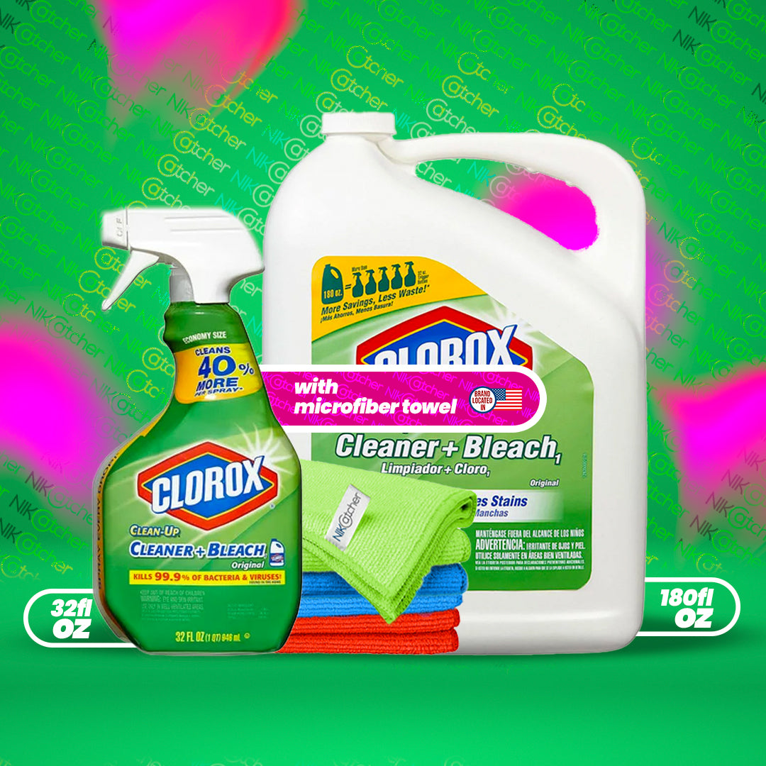 Clorox Clean-Up Cleaner with Bleach Spray Bottle, 32 oz. with Refill Bottle, 180 oz. bundle with NikCatcher 16x16" 400 GSM Microfiber Cleaning Cloth Towel Rags, (Color may vary)