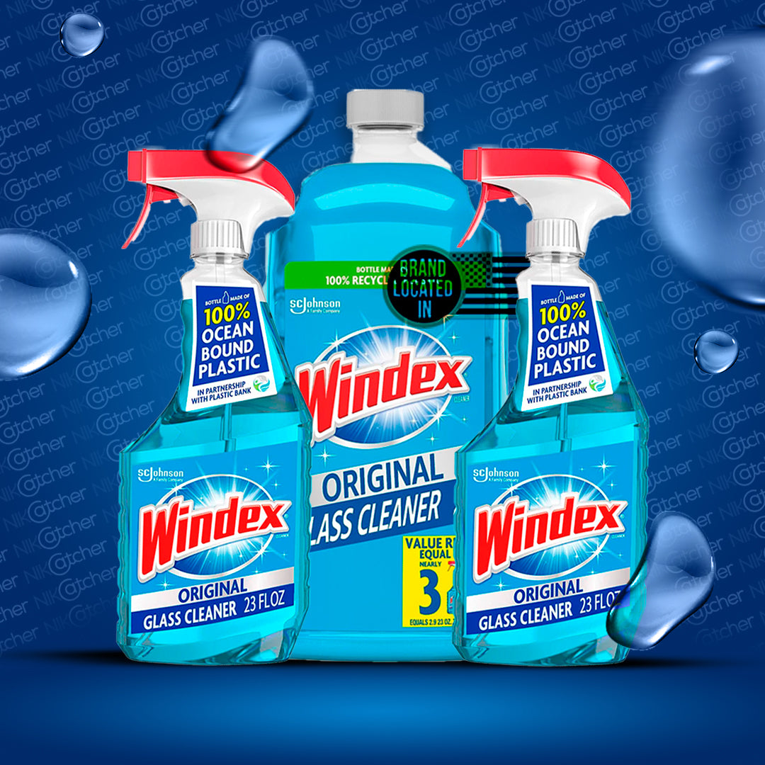 Windex Glass and Window Cleaner Spray Bottle 23 oz. (2pack) + 67.7 Oz Refill Bundle - 3-Pack Towels Microfiber Cleaning Cloth 16x16 400 GSM