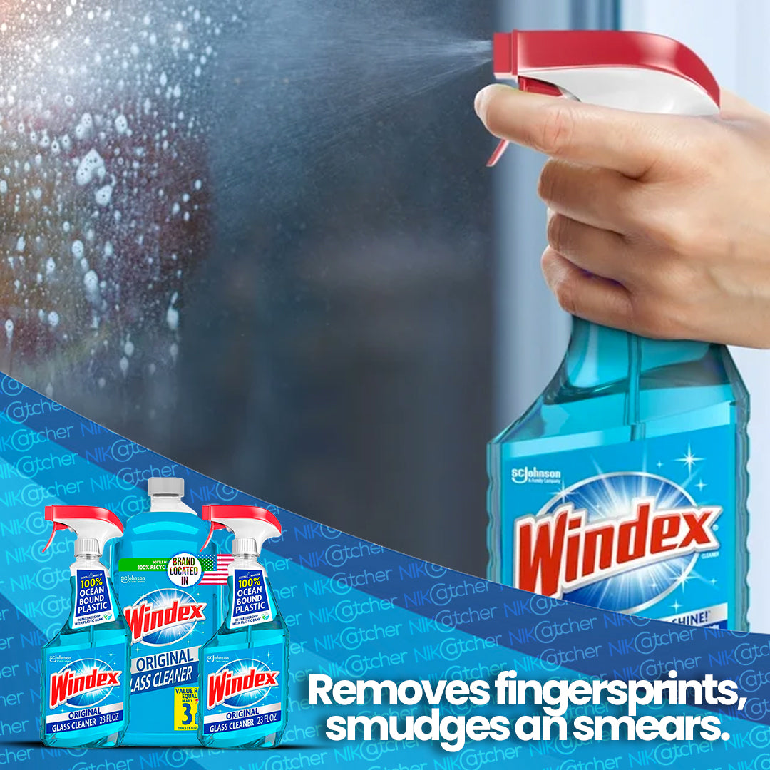 Windex Glass and Window Cleaner Spray Bottle 23 oz. (2pack) + 67.7 Oz Refill Bundle - 3-Pack Towels Microfiber Cleaning Cloth 16x16 400 GSM