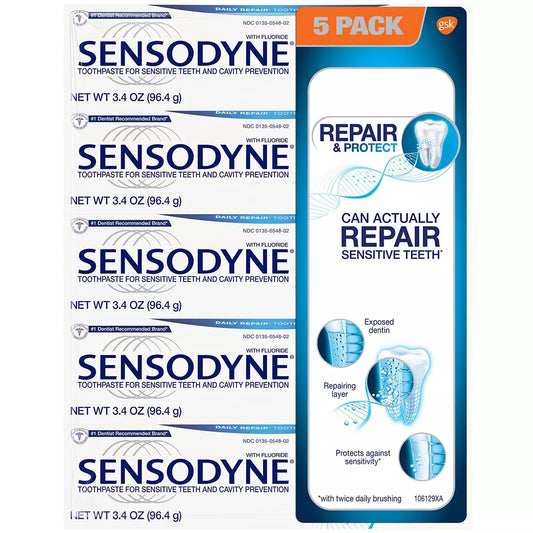 Sensodyne Repair and Protect Toothpaste, 5 pk./3.4 oz.