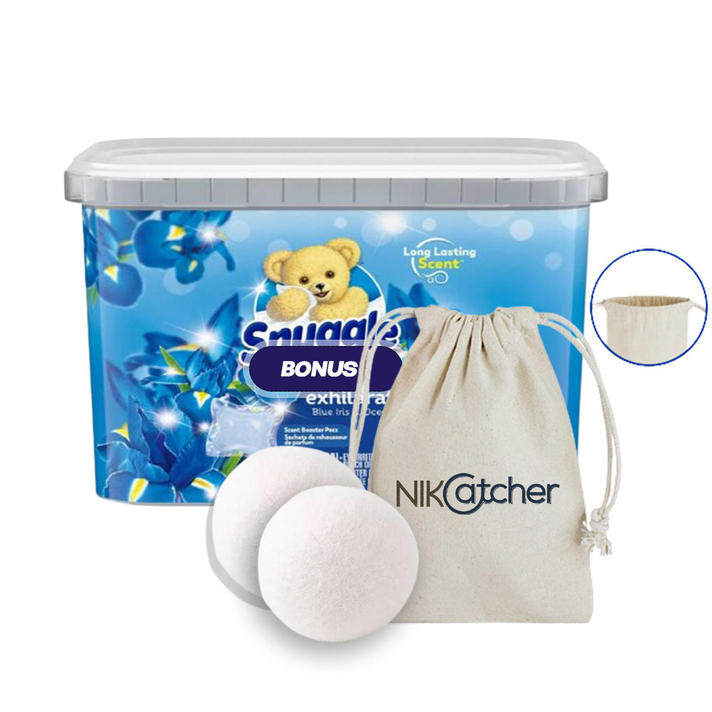 NikCatcher Wool Organic Drying Ball with Snuggle Scent Boosters Pacs, Blue Iris & Ocean Breeze (115 ct.)